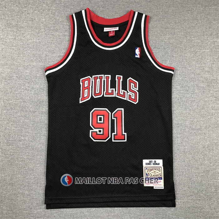 Maillot Enfant Chicago Bulls Dennis Rodman NO 91 Mitchell & Ness 1997-98 Noir